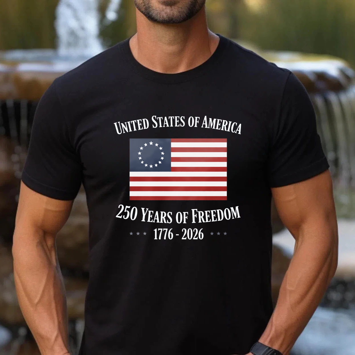 United States Of America 250 Years Of Freedom 1776 2026 American Flag T Shirt