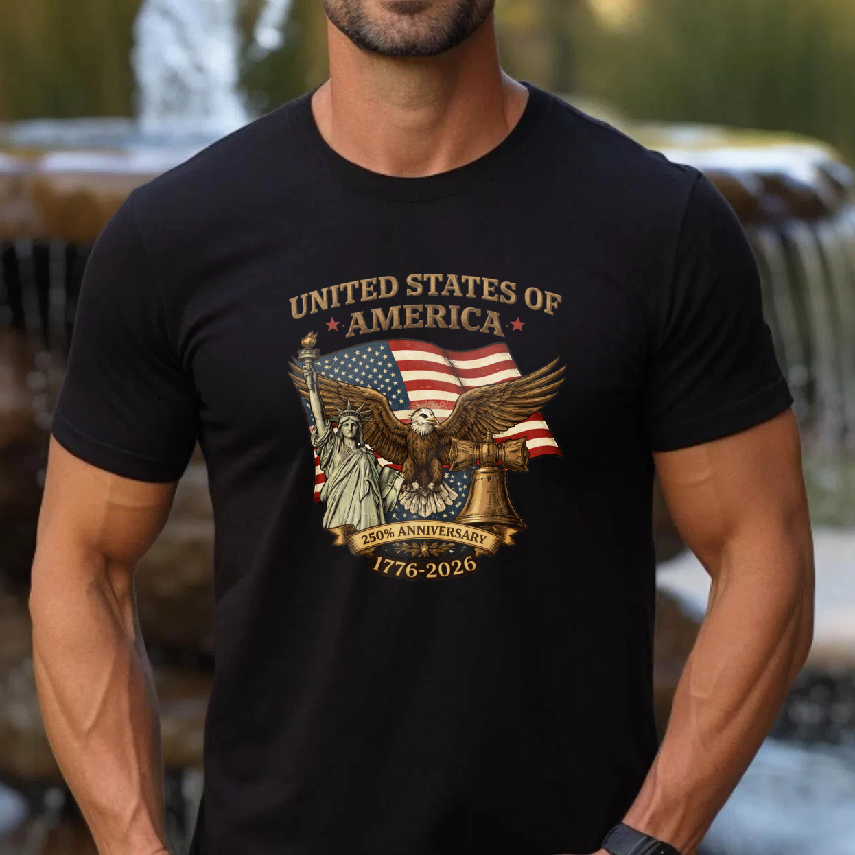 United States Of America 250th Anniversary 1776 2026 Eagle And Flag Patriotic T-Shirt
