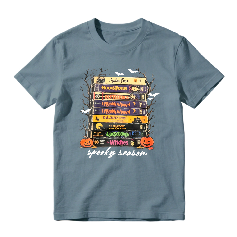 Spooky Season Halloween Movie Books Stack Unisex Classic T-shirt