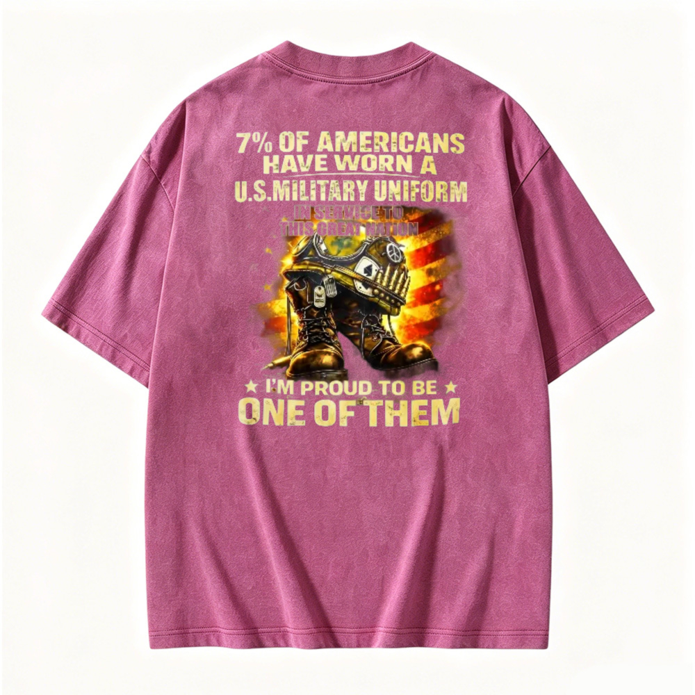 Proud American Military Veteran Service Graphic Washed Tee
