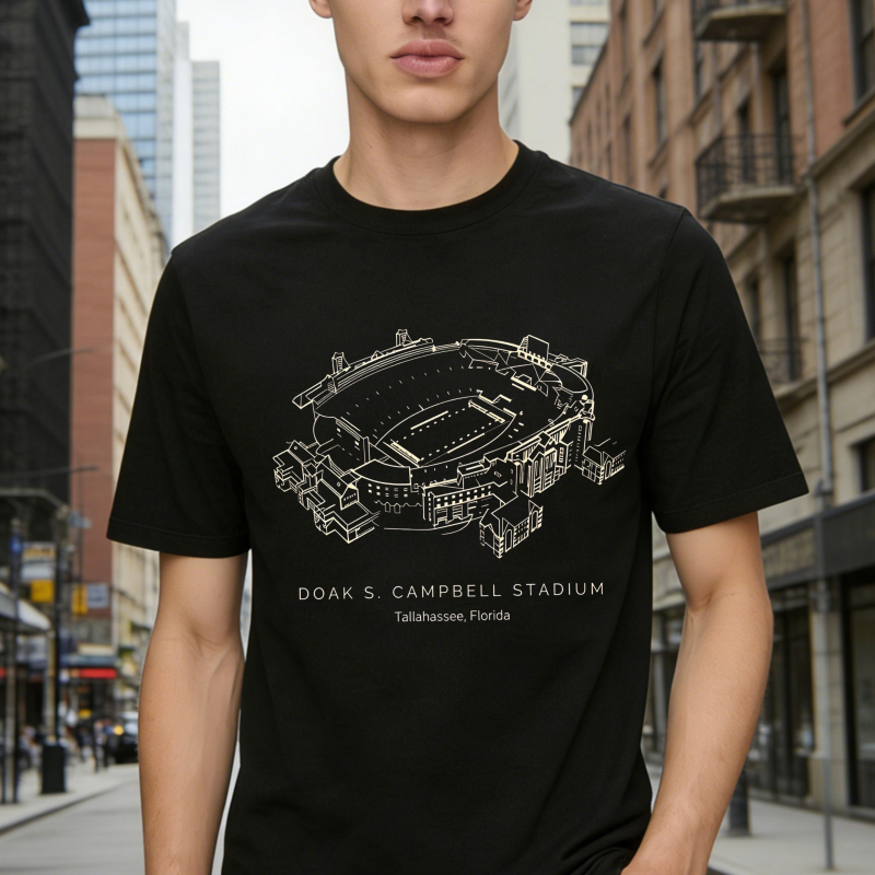Doak S Campbell Stadium Tallahassee Florida Architectural Blueprint Design T-shirt
