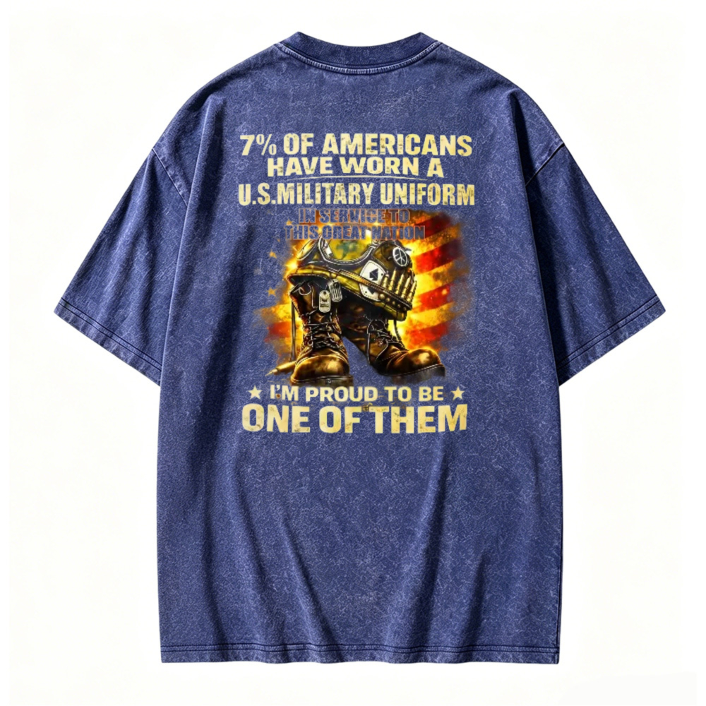 Proud American Military Veteran Service Graphic Washed Tee