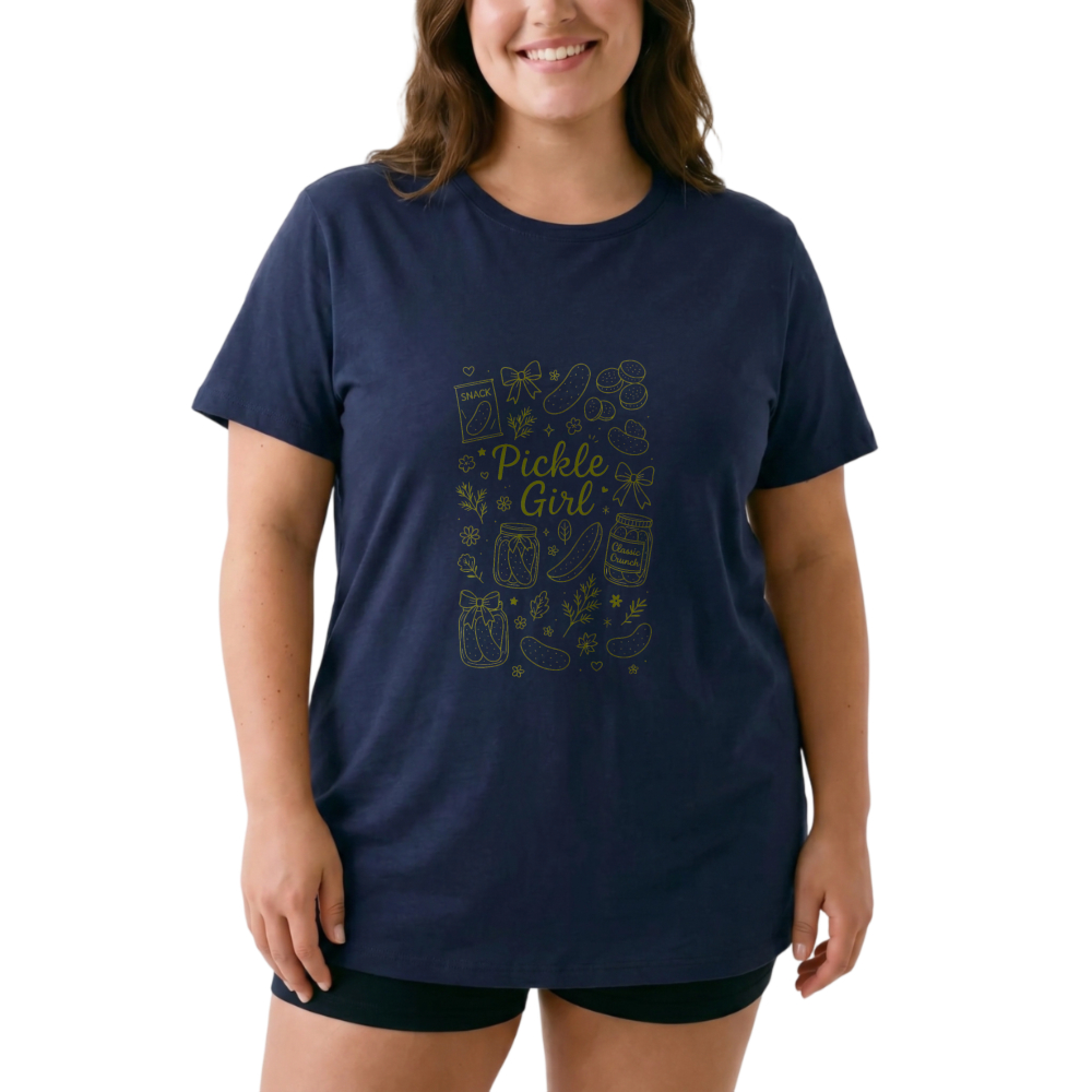 Pickle Girl Jar Cucumber Spice Bottle tshirt 100% cotton