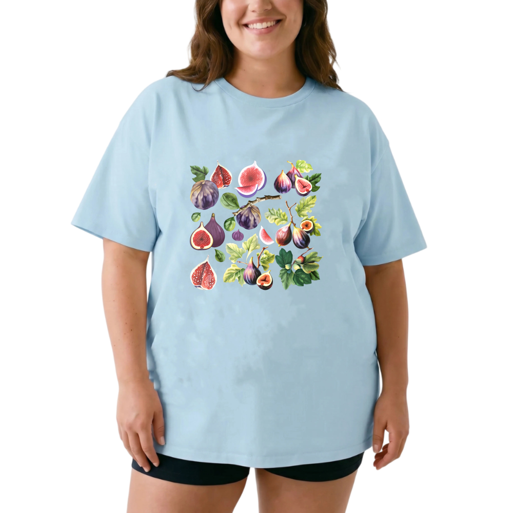 Figs Leaves And Fruits Pattern tshirt 100% cotton