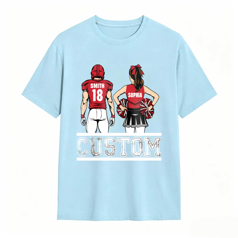 Baseball Player And Cheerleader Back View Custom Name And Number Unisex Classic T-shirt