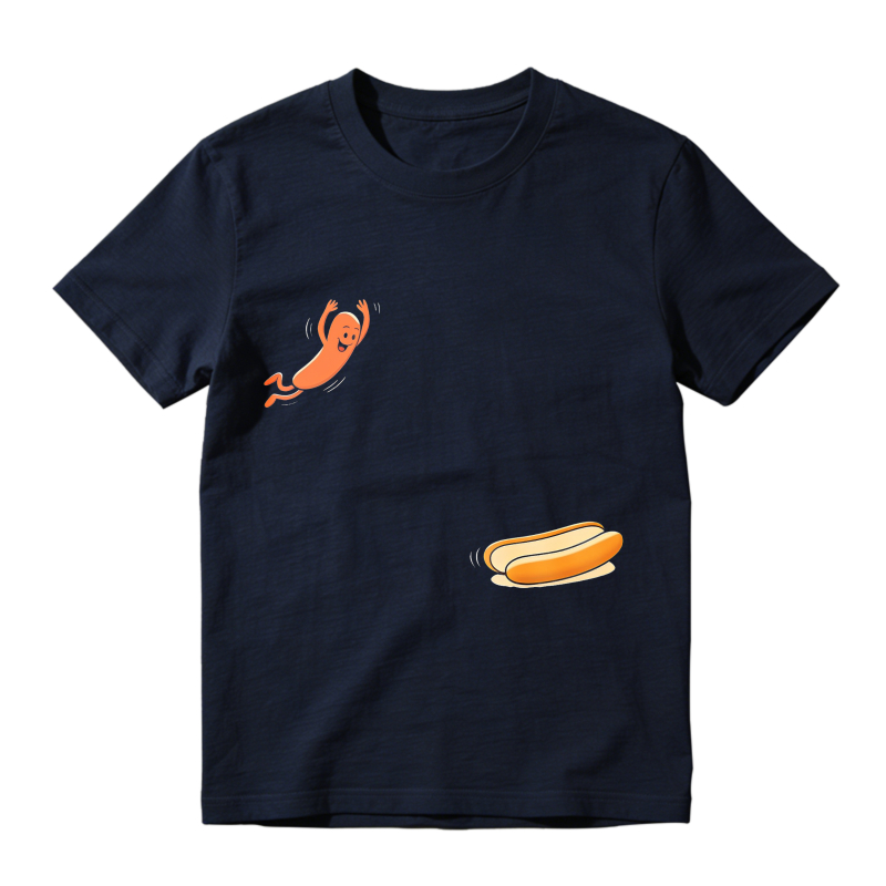 Sausage Jumping Into Hot Dog Bun  Classic T-shirt