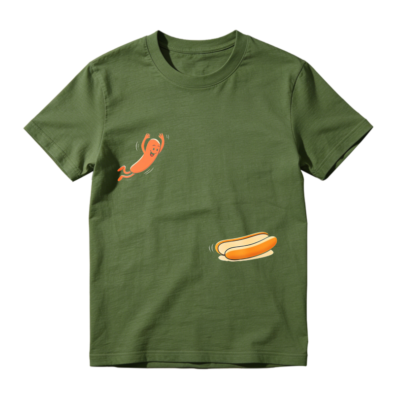 Sausage Jumping Into Hot Dog Bun  Classic T-shirt