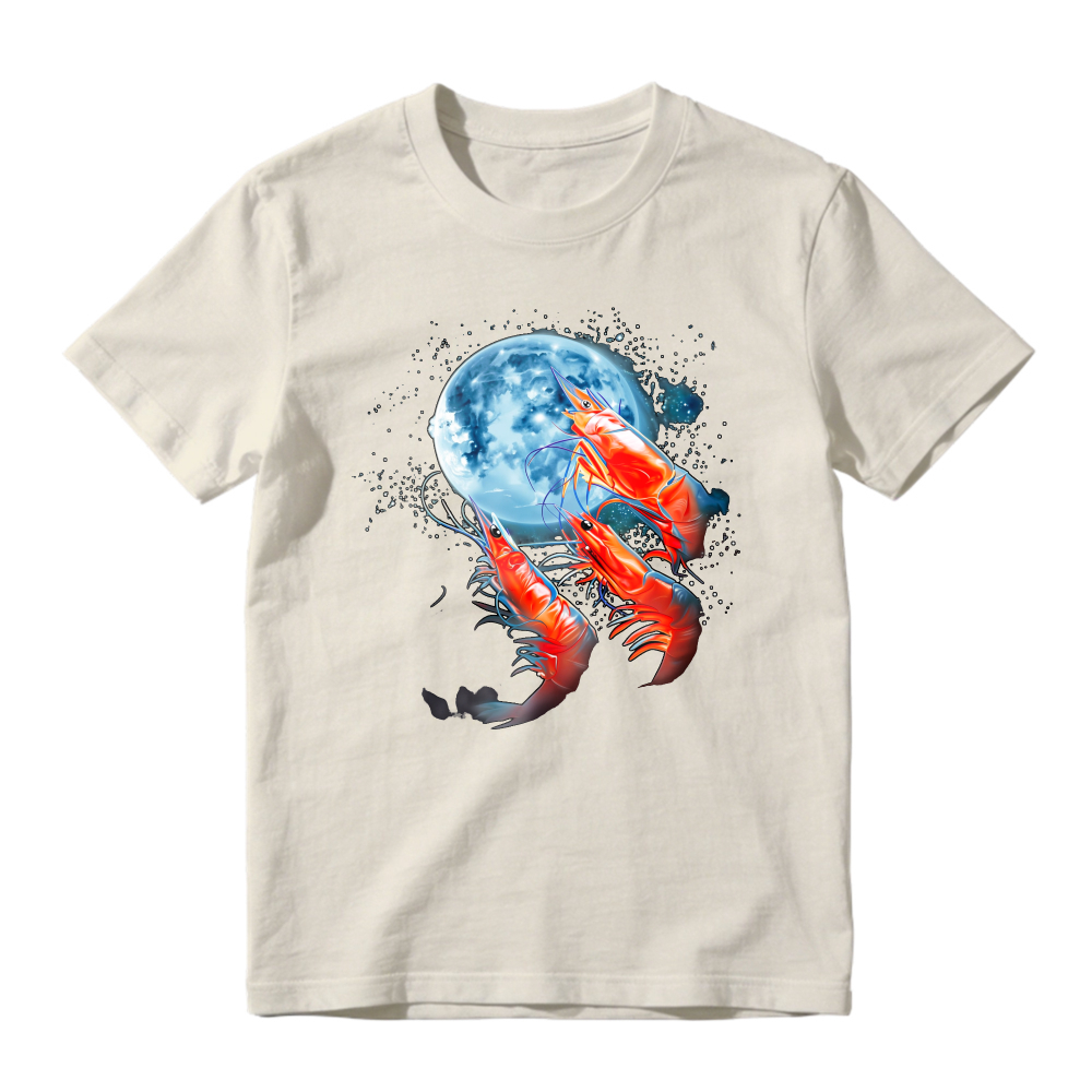 Red Lobsters And Blue Moon Space Art Unisex Classic T-shirt