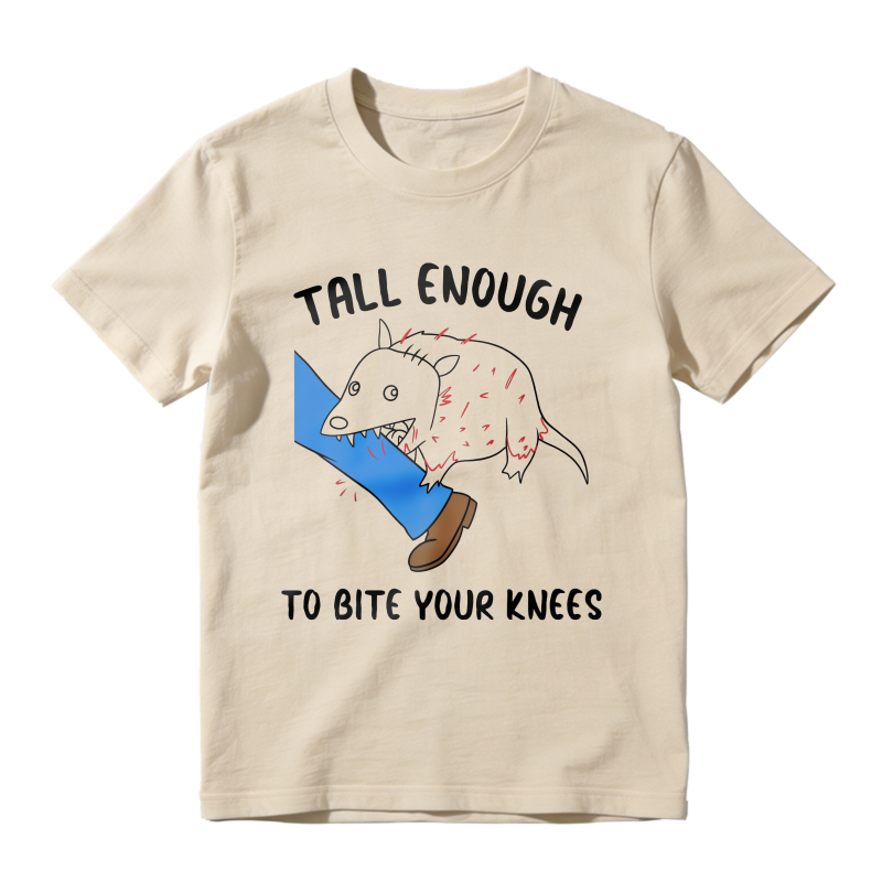 Tall Enough To Bite Your Knees Funny Opossum Graphic T-shirt