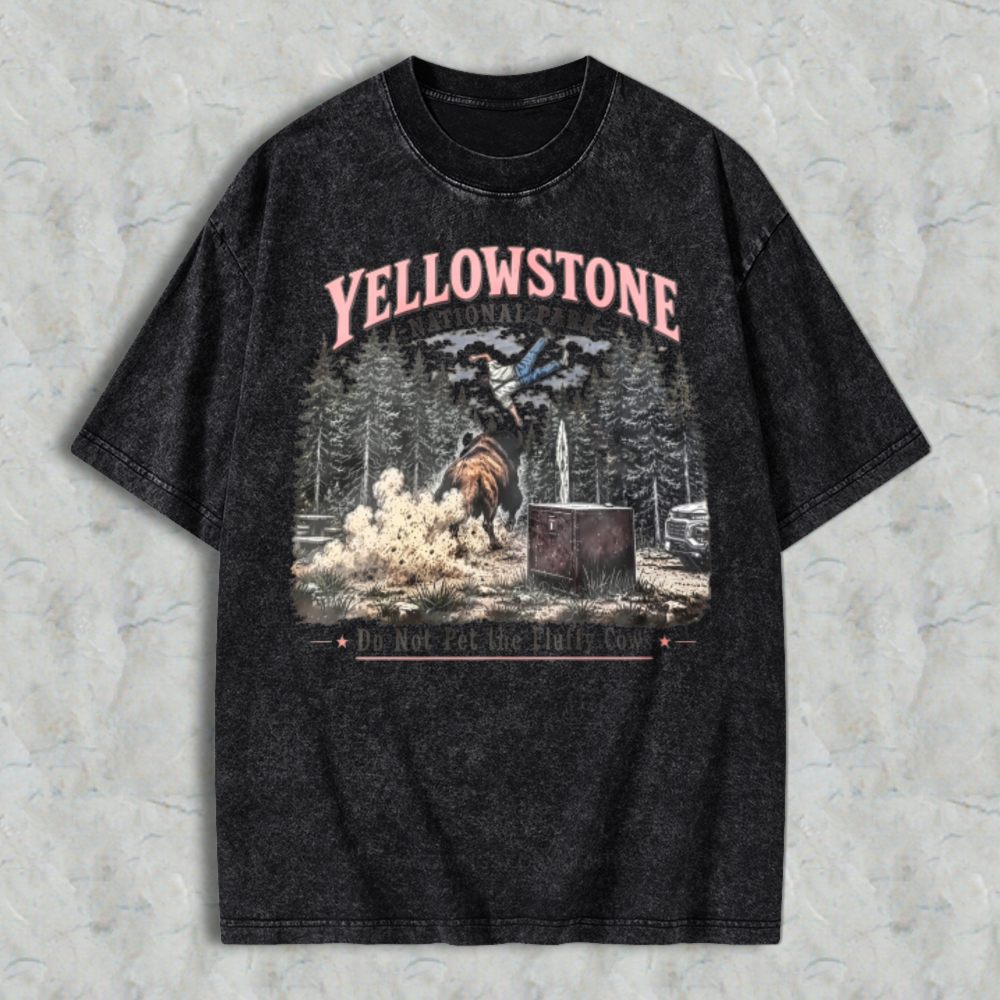 Yellowstone Do Not Pet The Fluffy Cow Graphic Washed T-shirt