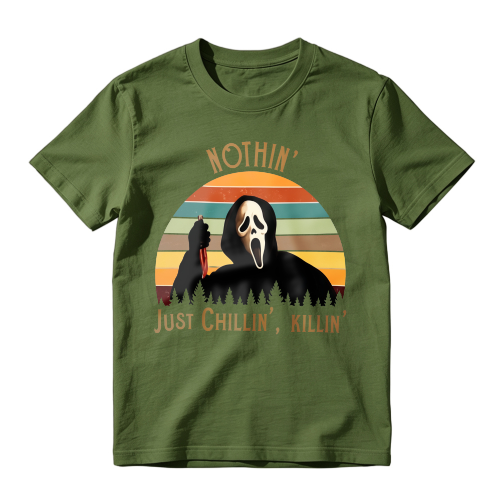 Nothin Just Chillin Killin Ghostface Horror Movie Retro Sunset Unisex Classic T-shirt