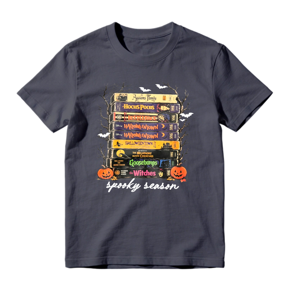 Spooky Season Halloween Movie Books Stack Unisex Classic T-shirt