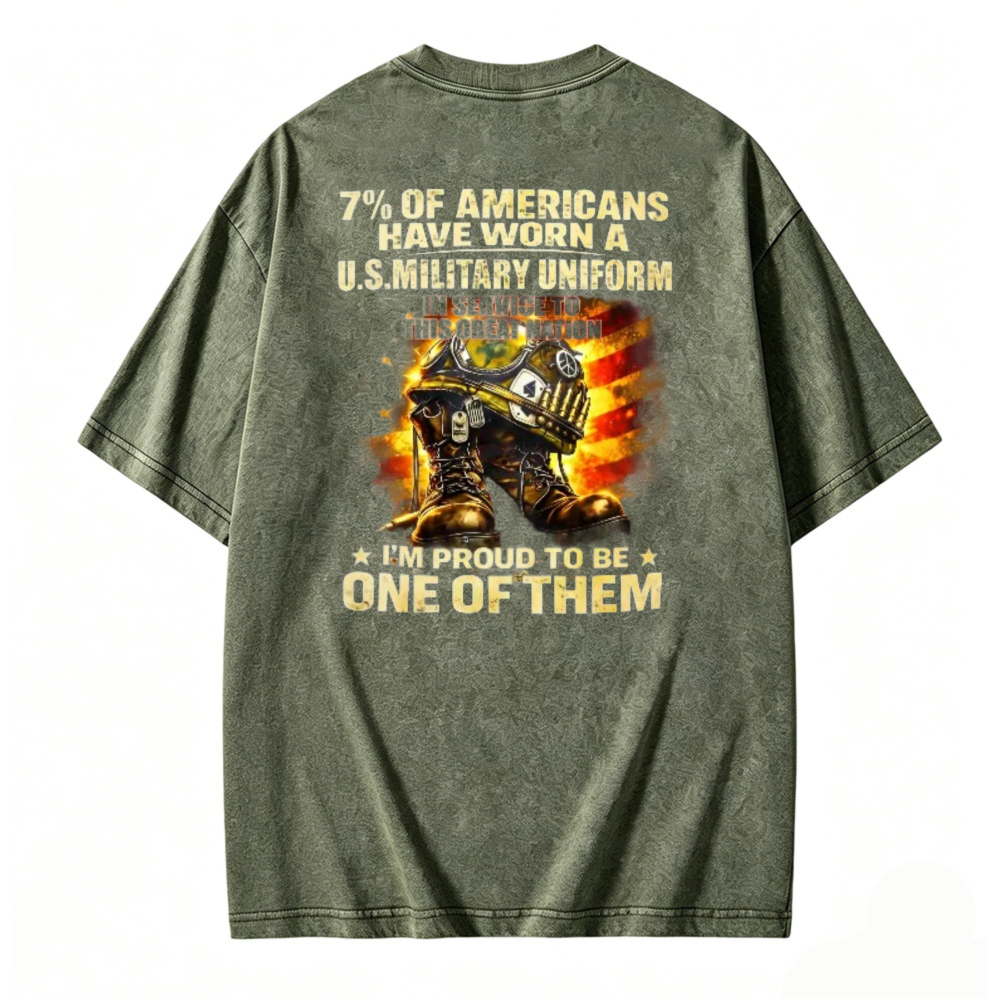Proud American Military Veteran Service Graphic Washed Tee