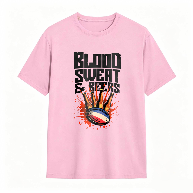 Blood Sweat And Beers Rugby Ball Hand Print Unisex Classic T-shirt