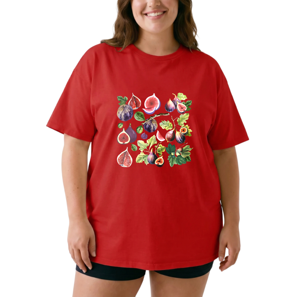 Figs Leaves And Fruits Pattern tshirt 100% cotton