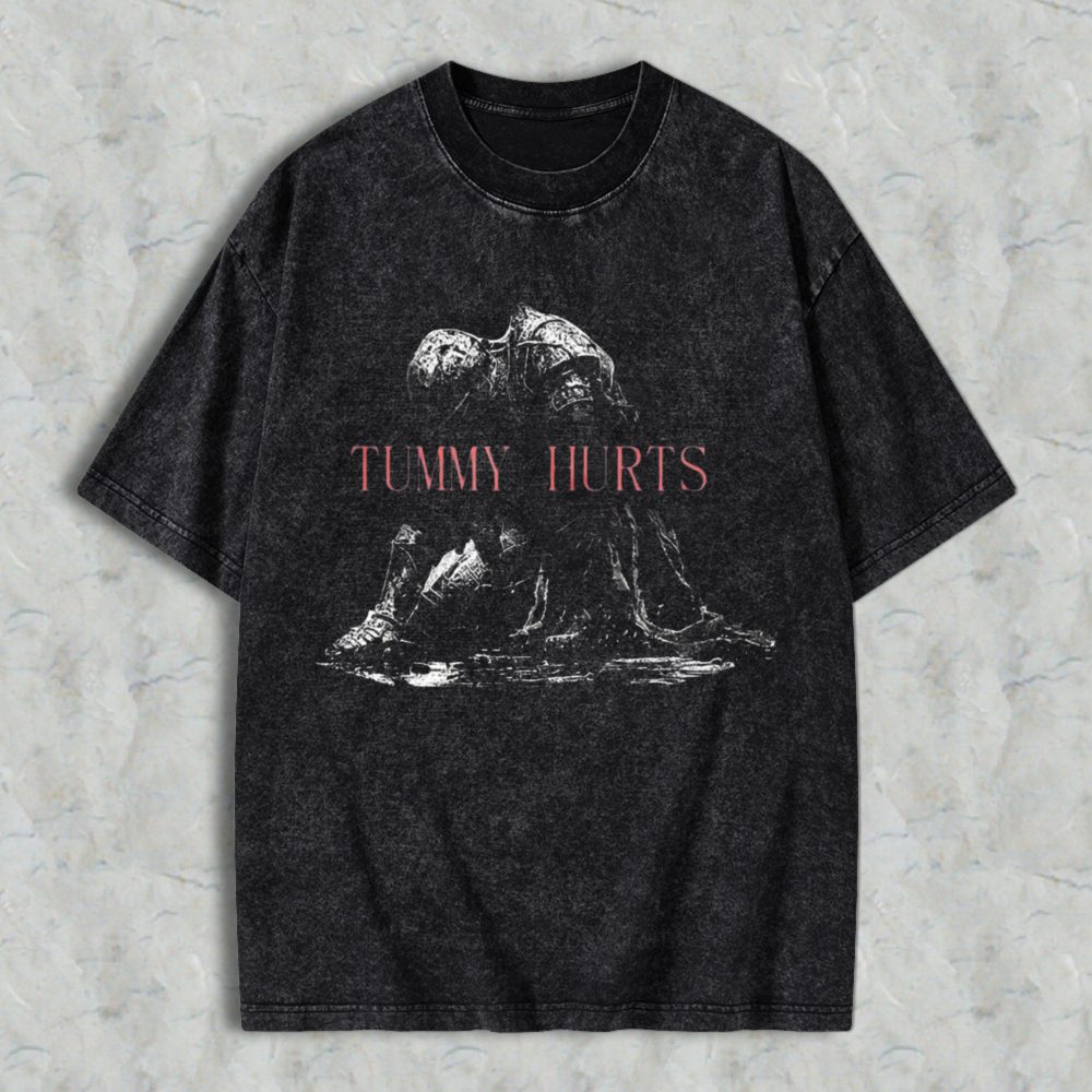 Tummy Hurts Vintage Horror Monster Graphic Washed T-shirt