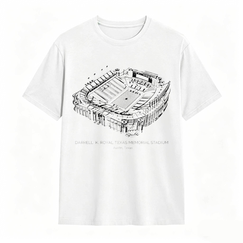 Darrell K Royal Texas Memorial Stadium Austin Texas Architectural Sketch T-shirt