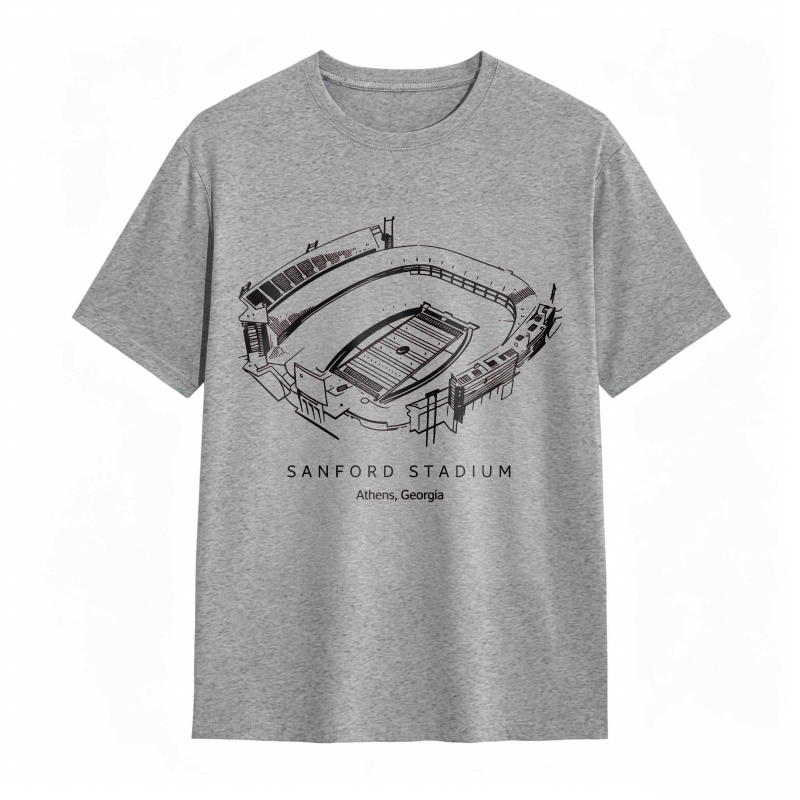Sanford Stadium Athens Georgia Architectural Sketch T-shirt