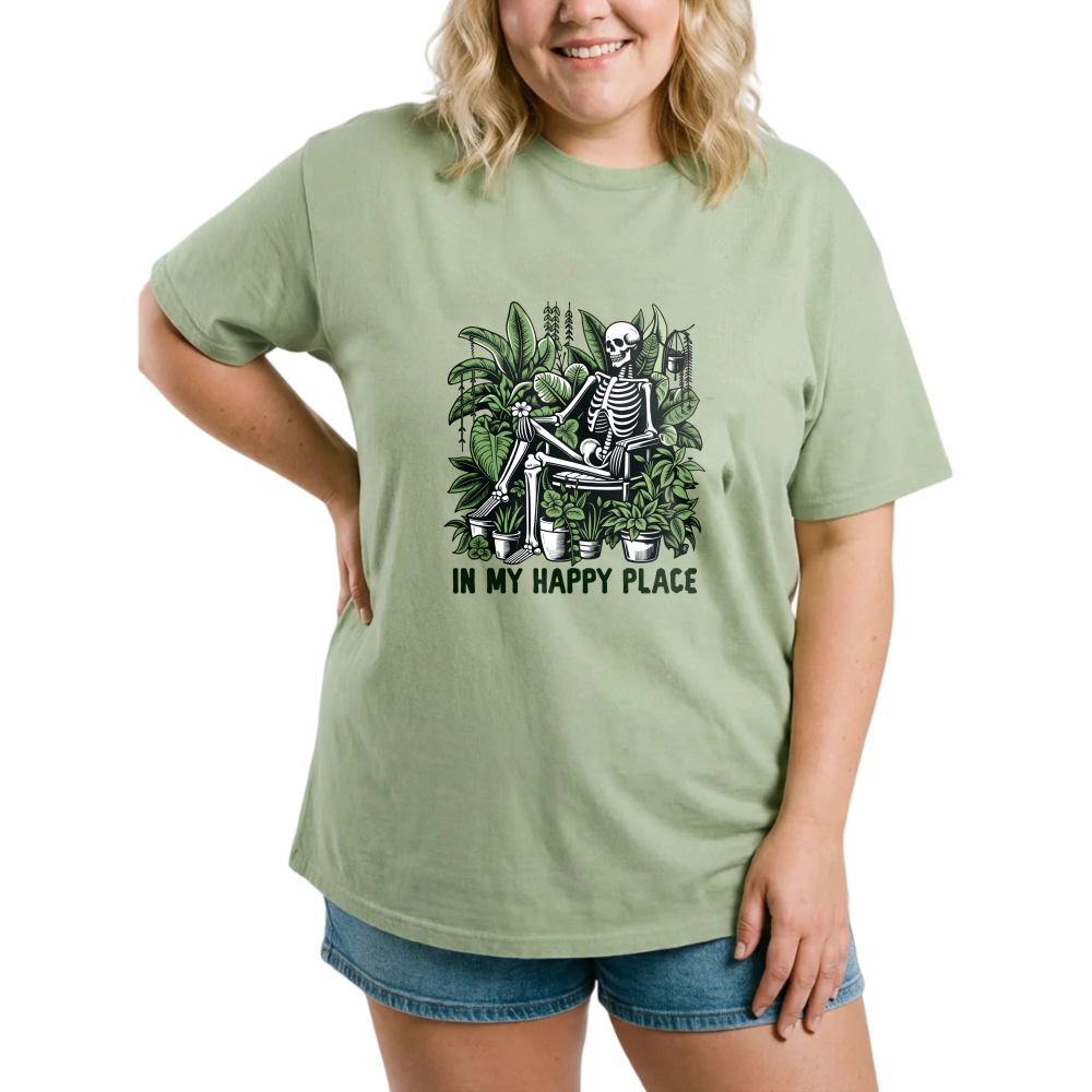 Skeleton Gardening With Plants And Tools tshirt 100% cotton