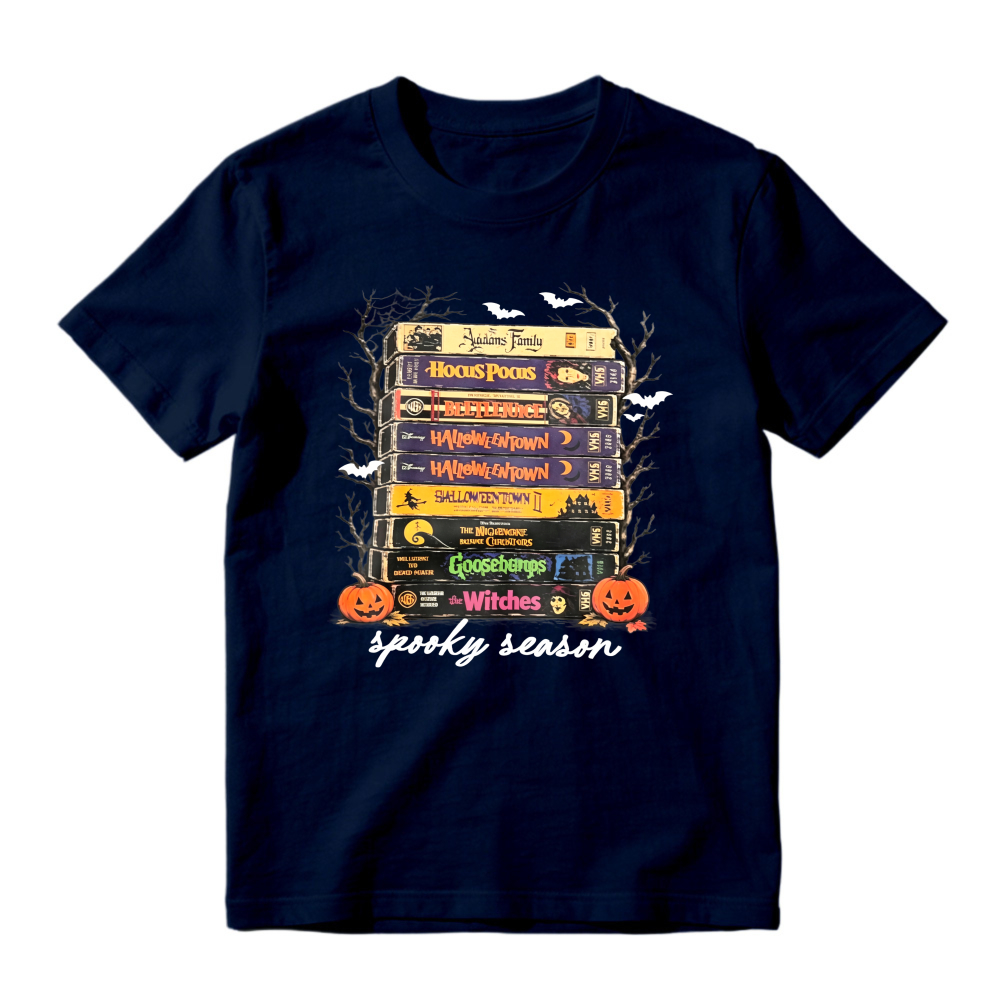 Spooky Season Halloween Movie Books Stack Unisex Classic T-shirt