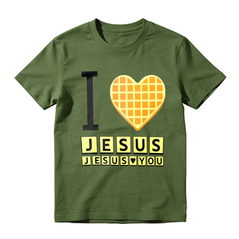 I Love Jesus Waffle Heart Typography Graphic T-shirt