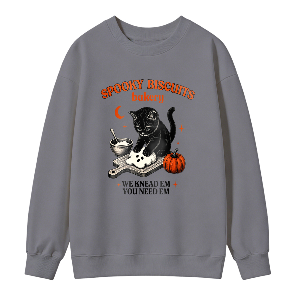 Spooky Biscuits Bakery Cat Design Unisex Crewneck Classic Sweatshirt
