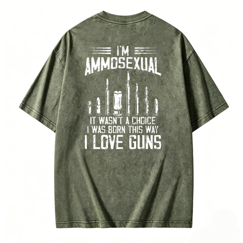 I Love Guns Ammunition Graphic Washed T Shirt