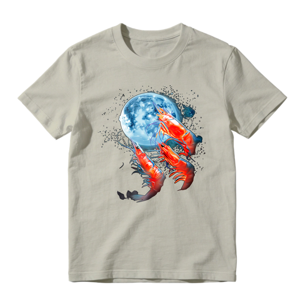 Red Lobsters And Blue Moon Space Art Unisex Classic T-shirt