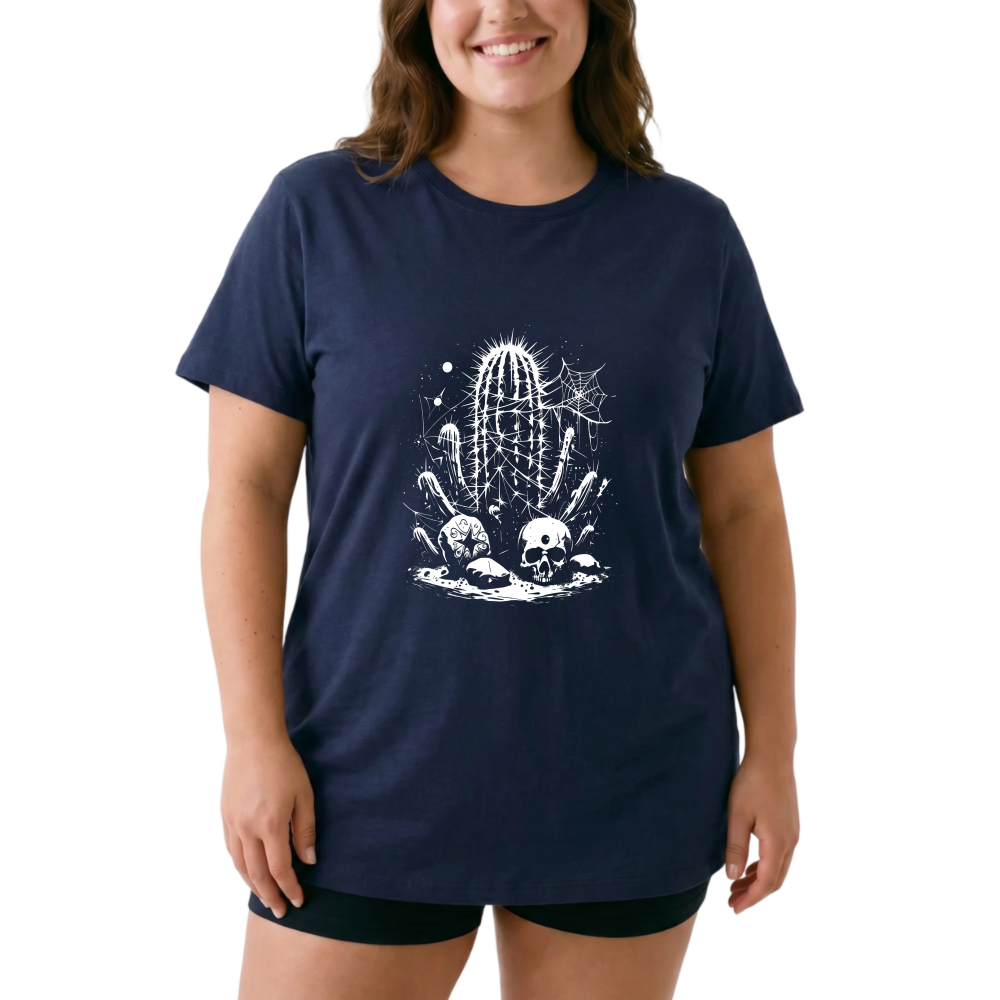 Cactus Skulls Stars Desert Night tshirt 100% cotton
