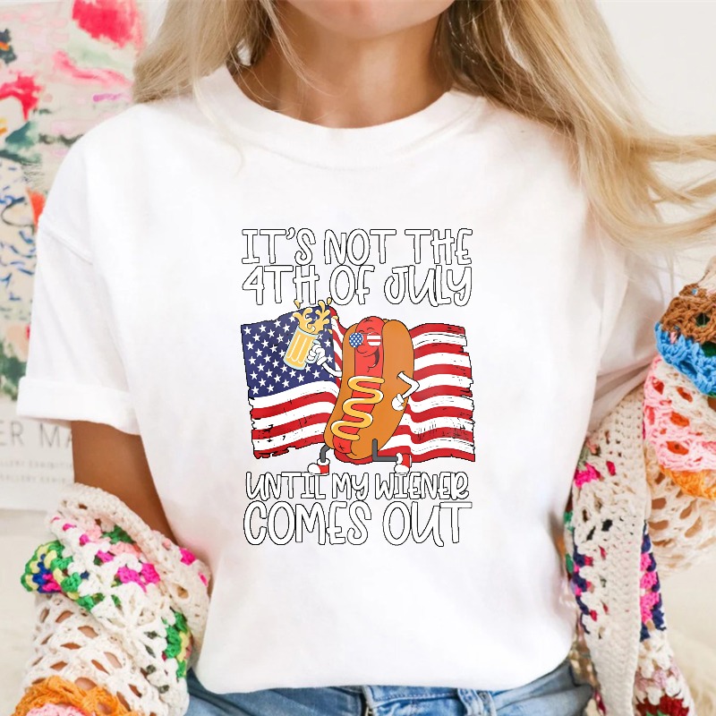 Fourth Of July Hot Dog And American Flag Design Unisex Classic T-shirt