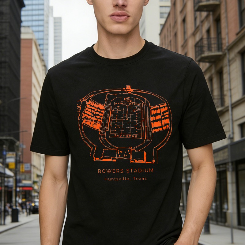Bowers Stadium Huntsville Texas Arena Map Design T-shirt