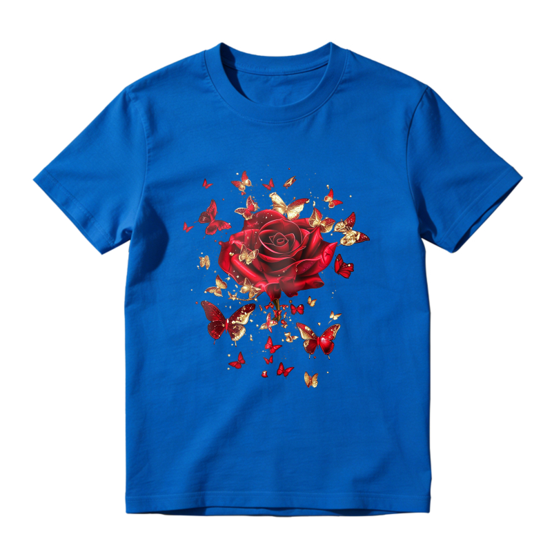 Red Rose And Butterflies Pattern  Classic T-shirt