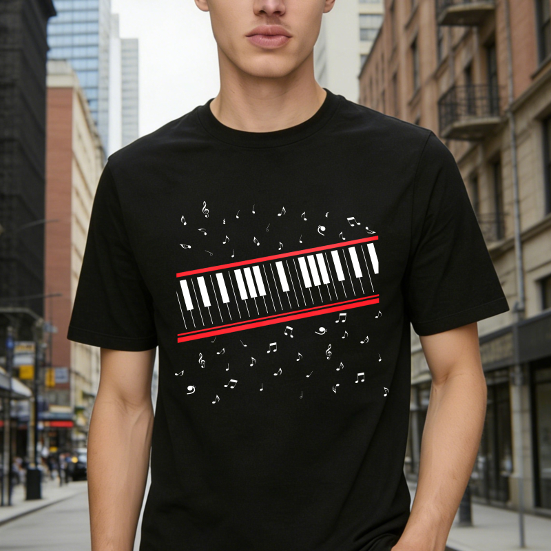Piano Keyboard With Music Notes T-shirt