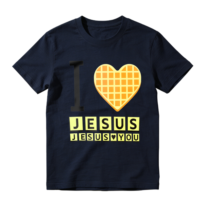 I Love Jesus Waffle Heart Typography Graphic T-shirt