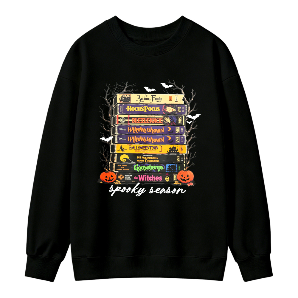 Halloween Books Stack Spooky Season Sweatshirt