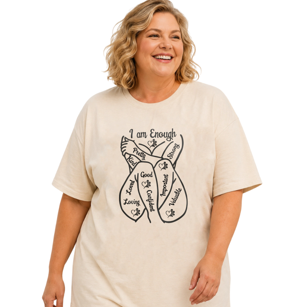 I Am Enough Positive Loving Good Confident Important Adorable tshirt 100% cotton