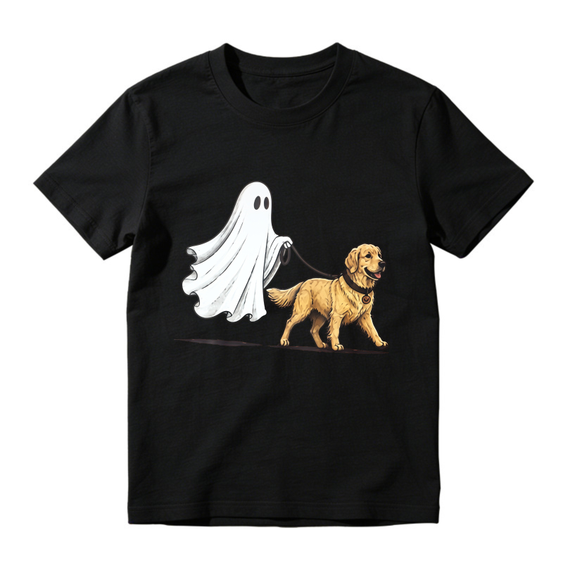 Ghost Walking Golden Retriever Dog Halloween Funny Unisex Classic T-shirt