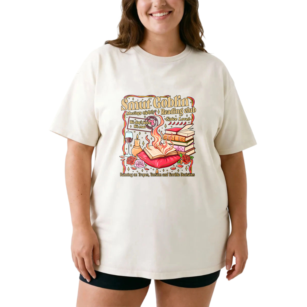 Smut Goblin Reading Club Book Wine Flask tshirt 100% cotton