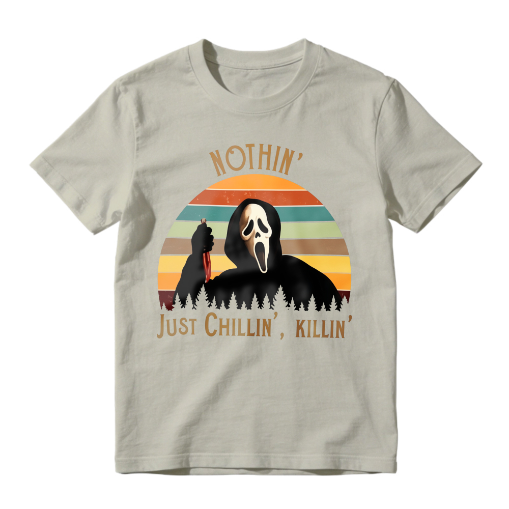 Nothin Just Chillin Killin Ghostface Horror Movie Retro Sunset Unisex Classic T-shirt