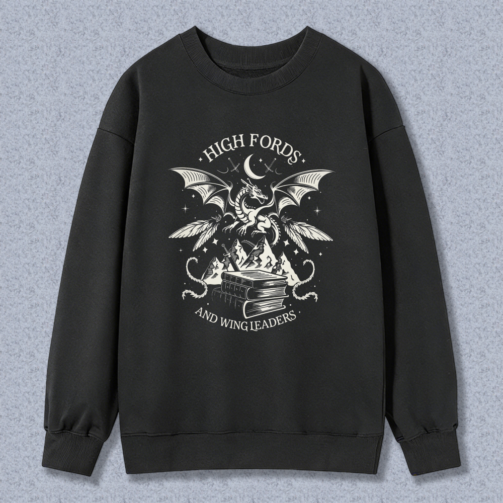 Dragon With Book And Moon Graphic Sweatshirt