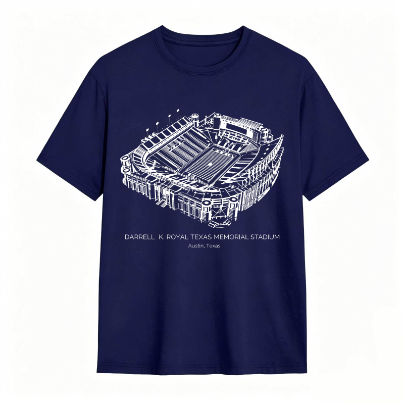 Darrell K Royal Texas Memorial Stadium Austin Texas Architectural Sketch T-shirt