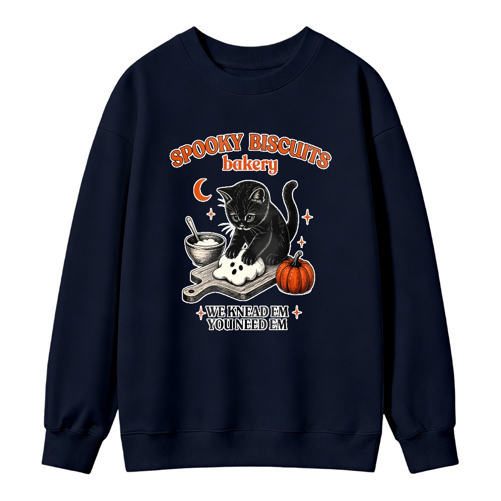 Spooky Biscuits Bakery Cat Design Unisex Crewneck Classic Sweatshirt