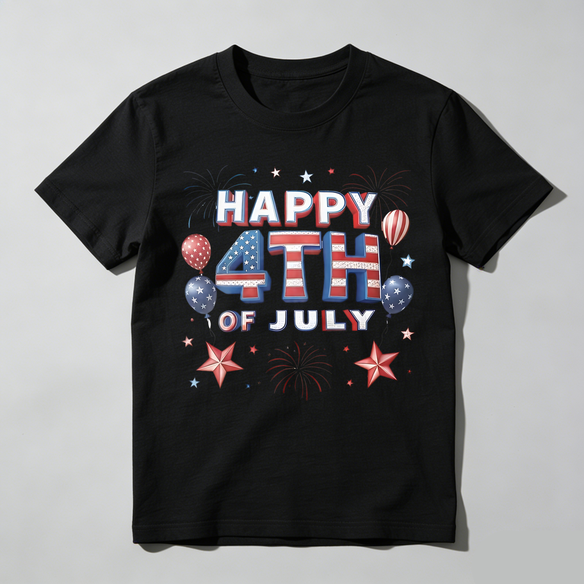 Happy 4th Of July Patriotic Stars And Balloons T-shirt