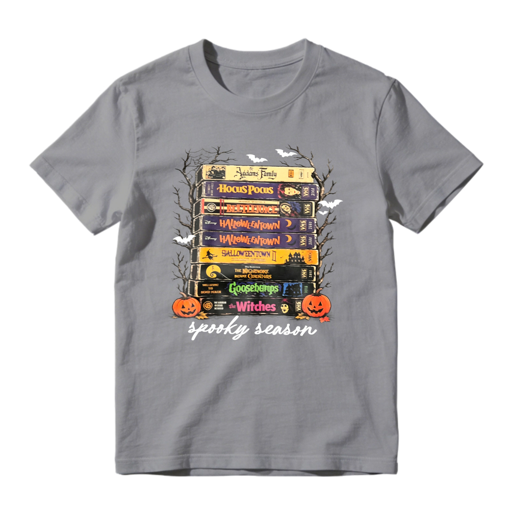 Spooky Season Halloween Movie Books Stack Unisex Classic T-shirt