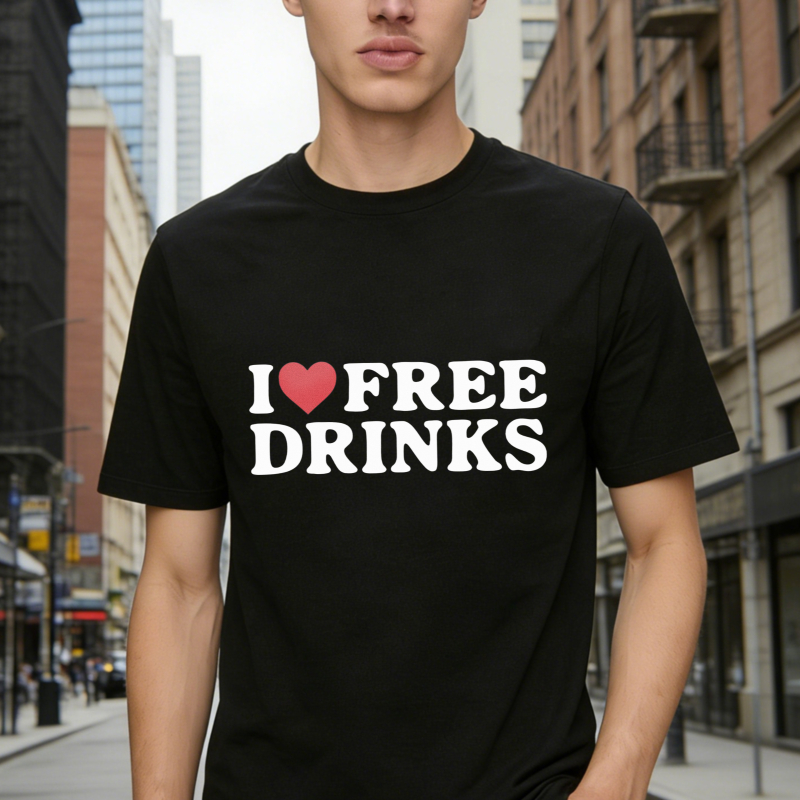 I Love Free Drinks Funny Quote Graphic T-shirt