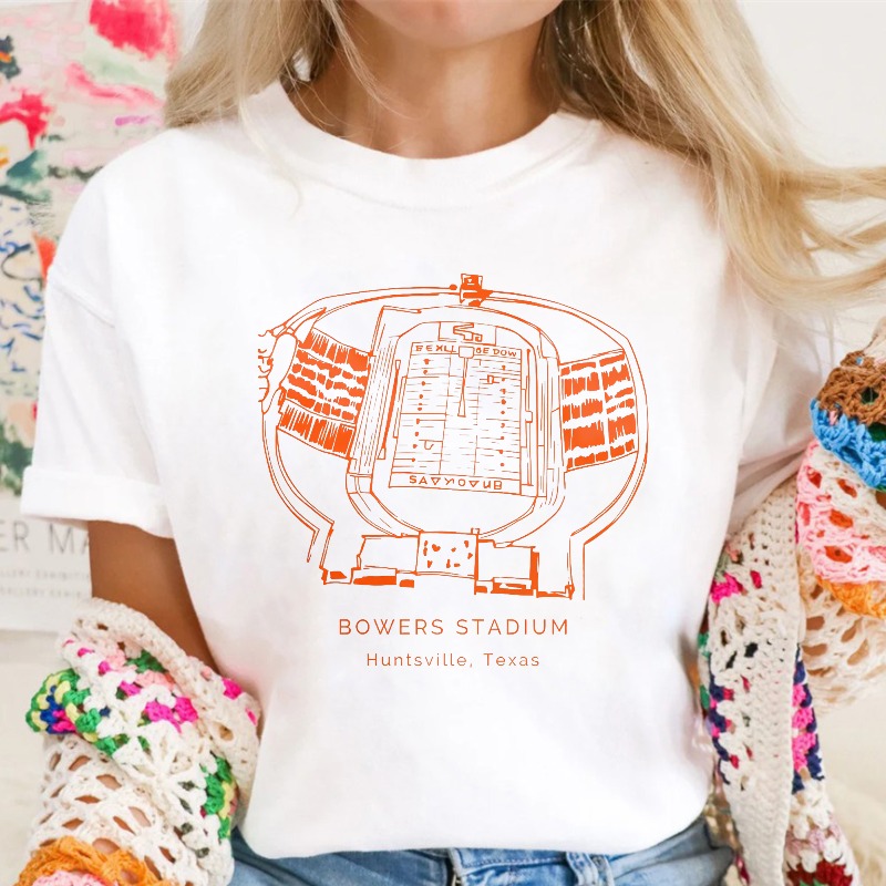 Bowers Stadium Huntsville Texas Arena Map Design T-shirt