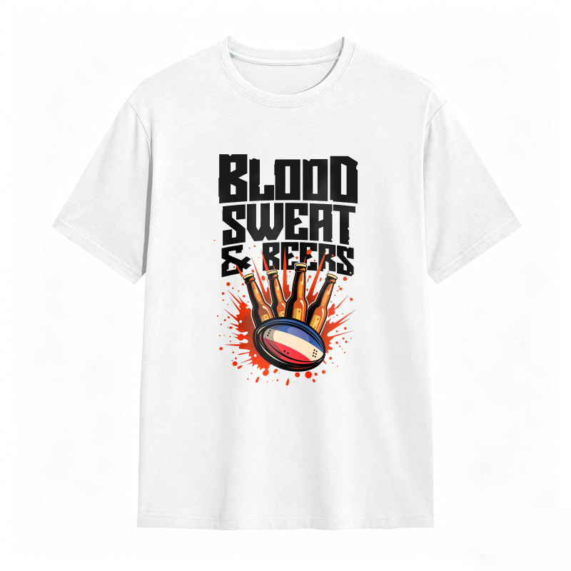 Blood Sweat And Beers Rugby Ball Hand Print Unisex Classic T-shirt