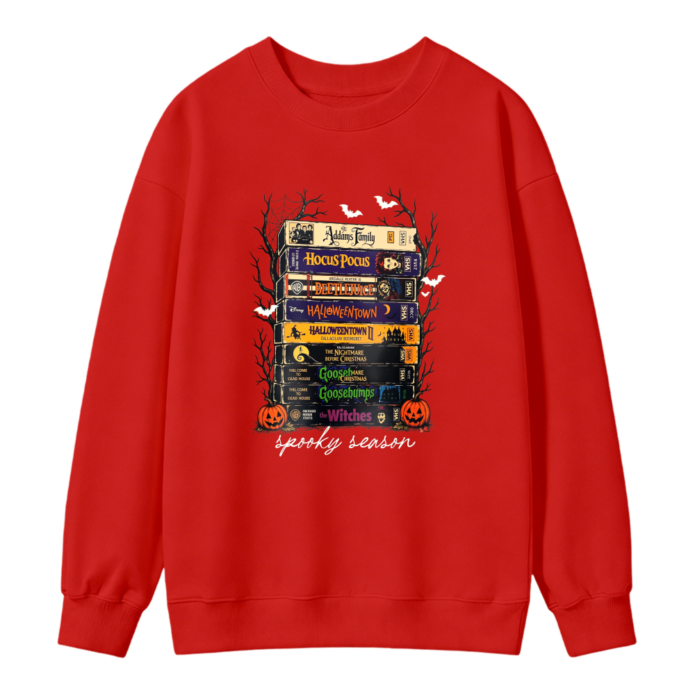 Stacked Halloween Movie Books Design Unisex Crewneck Classic Sweatshirt