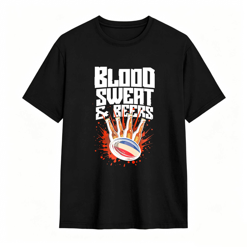 Blood Sweat And Beers Rugby Ball Hand Print Unisex Classic T-shirt