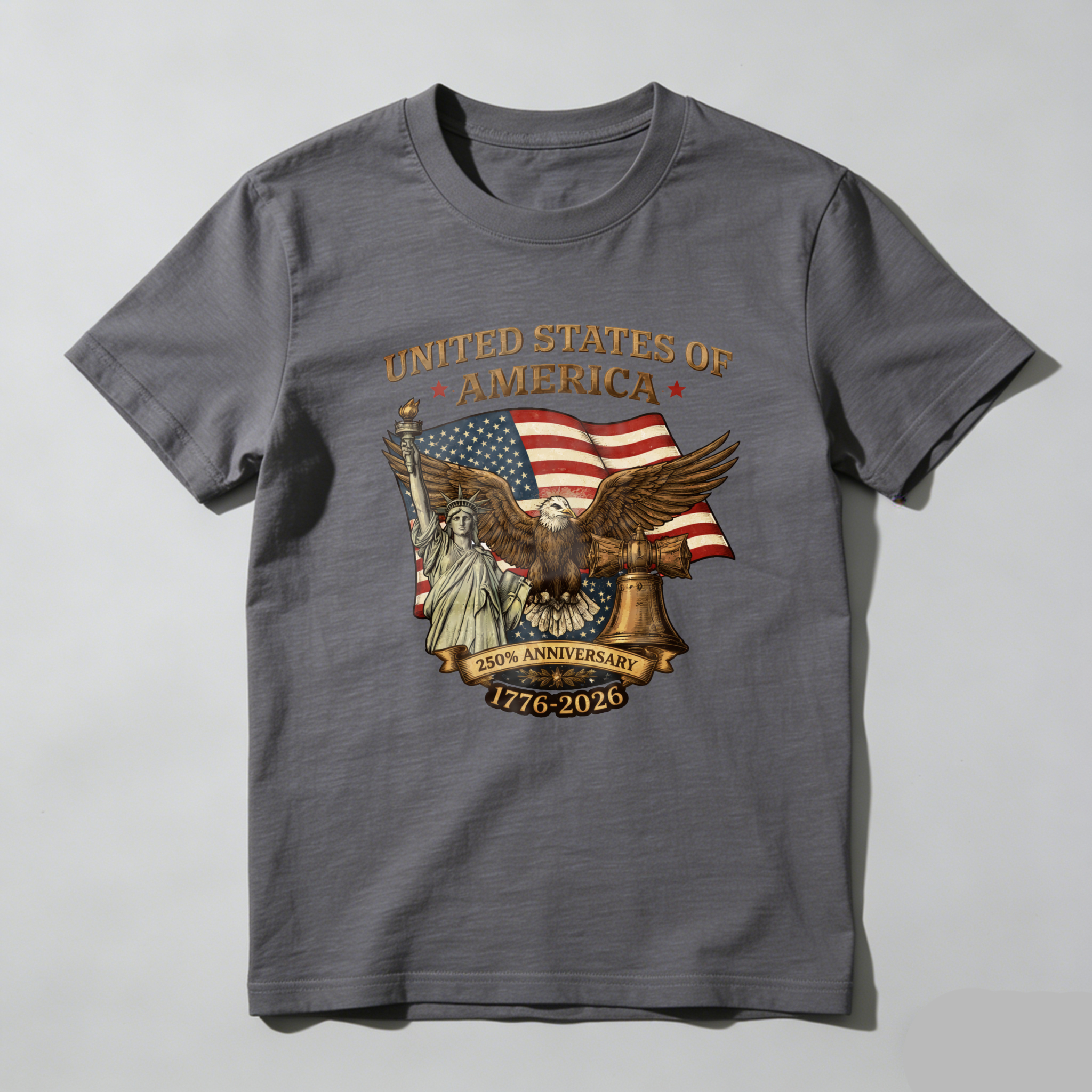 United States Of America 250th Anniversary 1776 2026 Eagle And Flag Patriotic T-Shirt